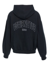 Balenciaga Zip-Up Cotton Hoodie with Embroidered Back Black
