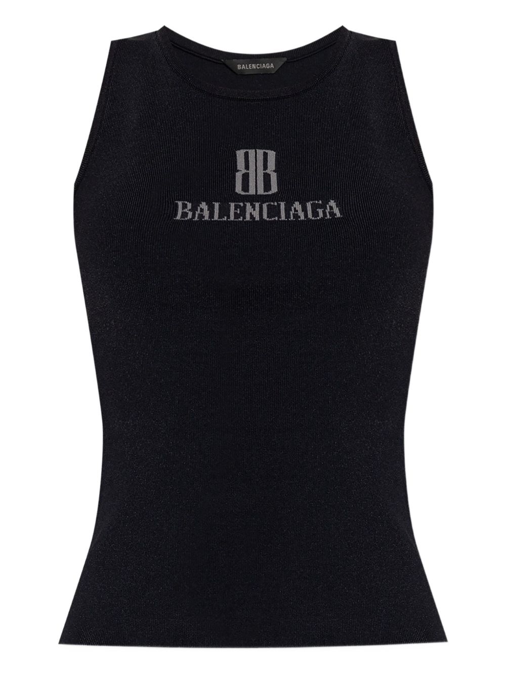 Balenciaga Nano BB Logo-Intarsia Sleeveless Tank Top Black