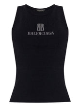 Balenciaga Nano BB Logo-Intarsia Sleeveless Tank Top Black