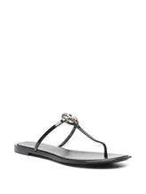Tory Burch Mini Miller Black Leather Thong Sandals Black