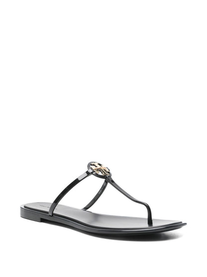 Tory Burch Mini Miller Black Leather Thong Sandals Black