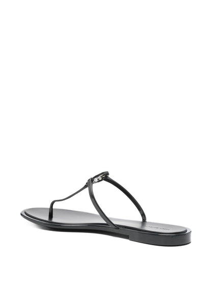 Tory Burch Mini Miller Black Leather Thong Sandals Black
