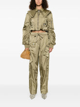 Ganni Oversized Sage Green Nylon Cargo Trousers Green