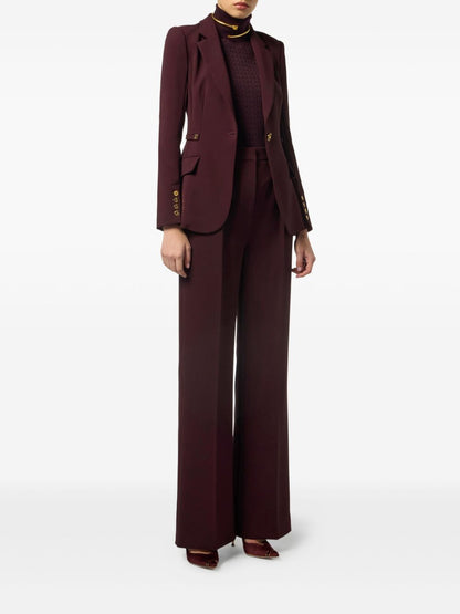 Elisabetta Franchi Jacquard Wool-Blend Roll-Neck Sweater Bordeaux Bordeaux