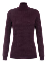 Elisabetta Franchi Jacquard Wool-Blend Roll-Neck Sweater Bordeaux Bordeaux