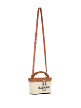 Balmain B-Army Canvas Vanity Case Leather Brown