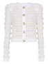Balmain Long-Sleeved Tweed-Effect Knit Cardigan White