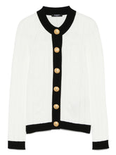 Balmain Two-Tone Knitted Cardigan White