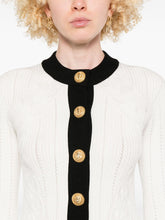 Balmain Two-Tone Knitted Cardigan White