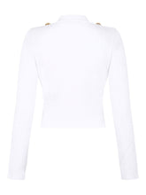 Balmain Button-Trim Cable-Knit V-Neck Cardigan White