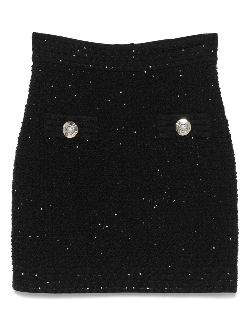 Balmain Tweed High-Rise Mini Skirt Black