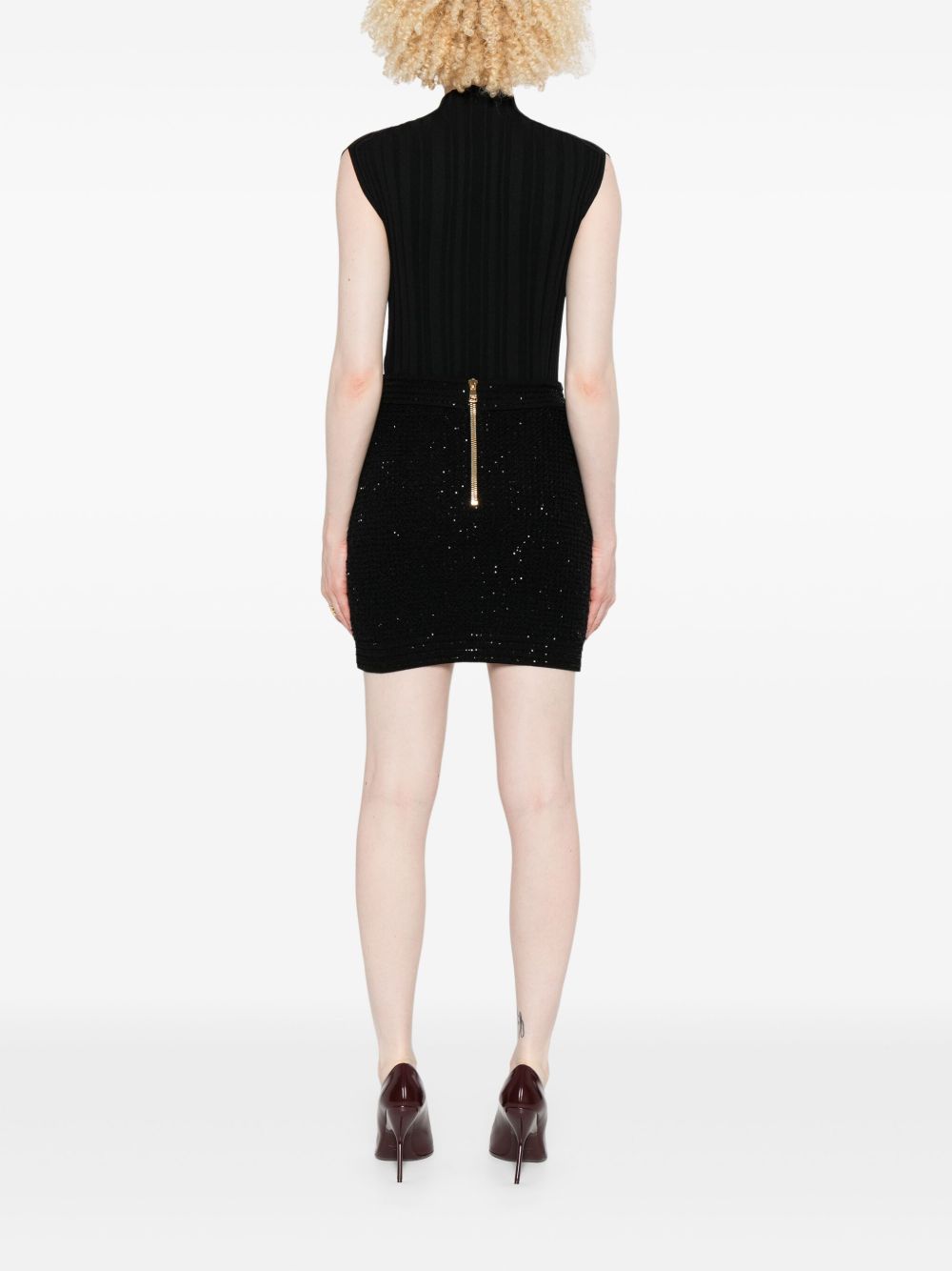 Balmain Tweed Mini Skirt Black
