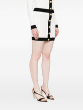 Balmain Button-Embellished Ribbed-Knit Mini Skirt White