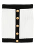 Balmain Button-Embellished Ribbed-Knit Mini Skirt White