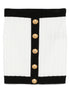Balmain Button-embellished ribbed-knit mini skirt White