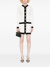 Balmain Button-Embellished Ribbed-Knit Mini Skirt White
