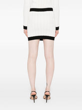 Balmain Button-Embellished Ribbed-Knit Mini Skirt White