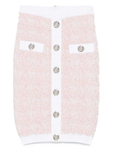 Balmain Tweed Pencil Skirt with Decorative Buttons Pink