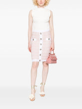 Balmain Tweed Pencil Skirt with Decorative Buttons Pink