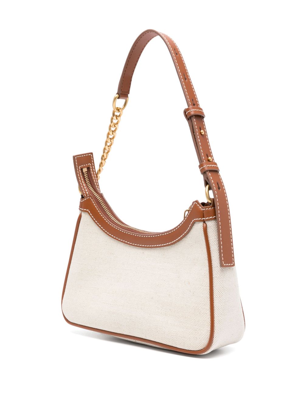 Balmain B-Army Canvas Shoulder Bag Leather Brown