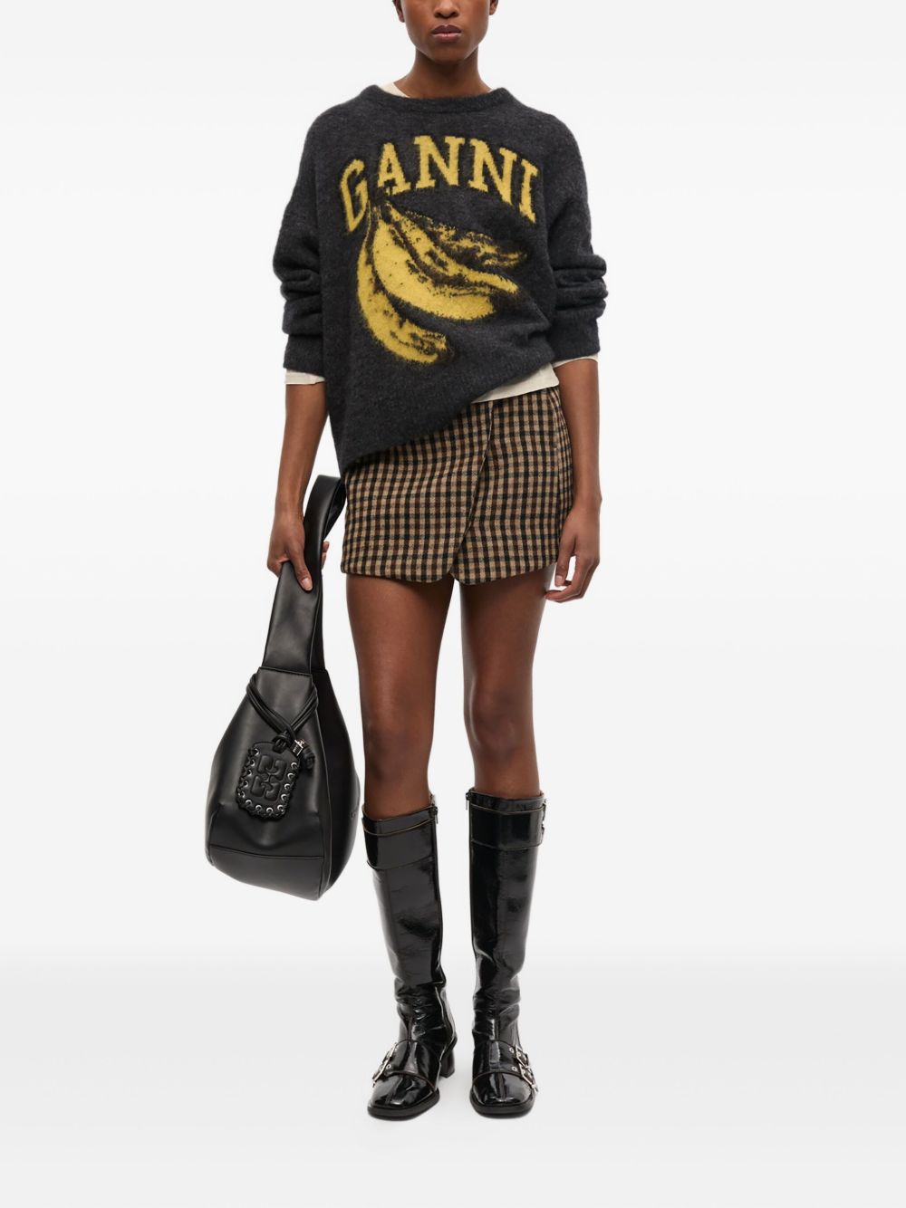 Ganni Banana Wool Crewneck Sweater Grey