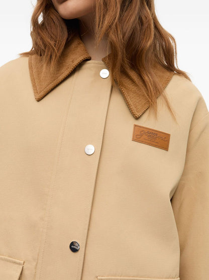 Ganni Twill Midi Jacket Beige