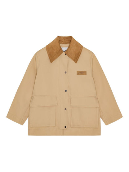 Ganni Twill Midi Jacket Beige