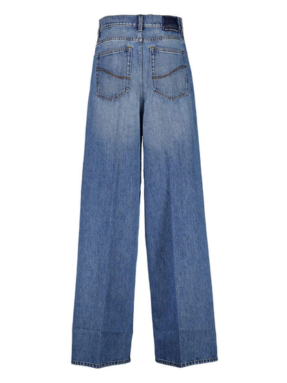 Stella McCartney Wide-Leg High-Waist Jeans in Light Blue Blue