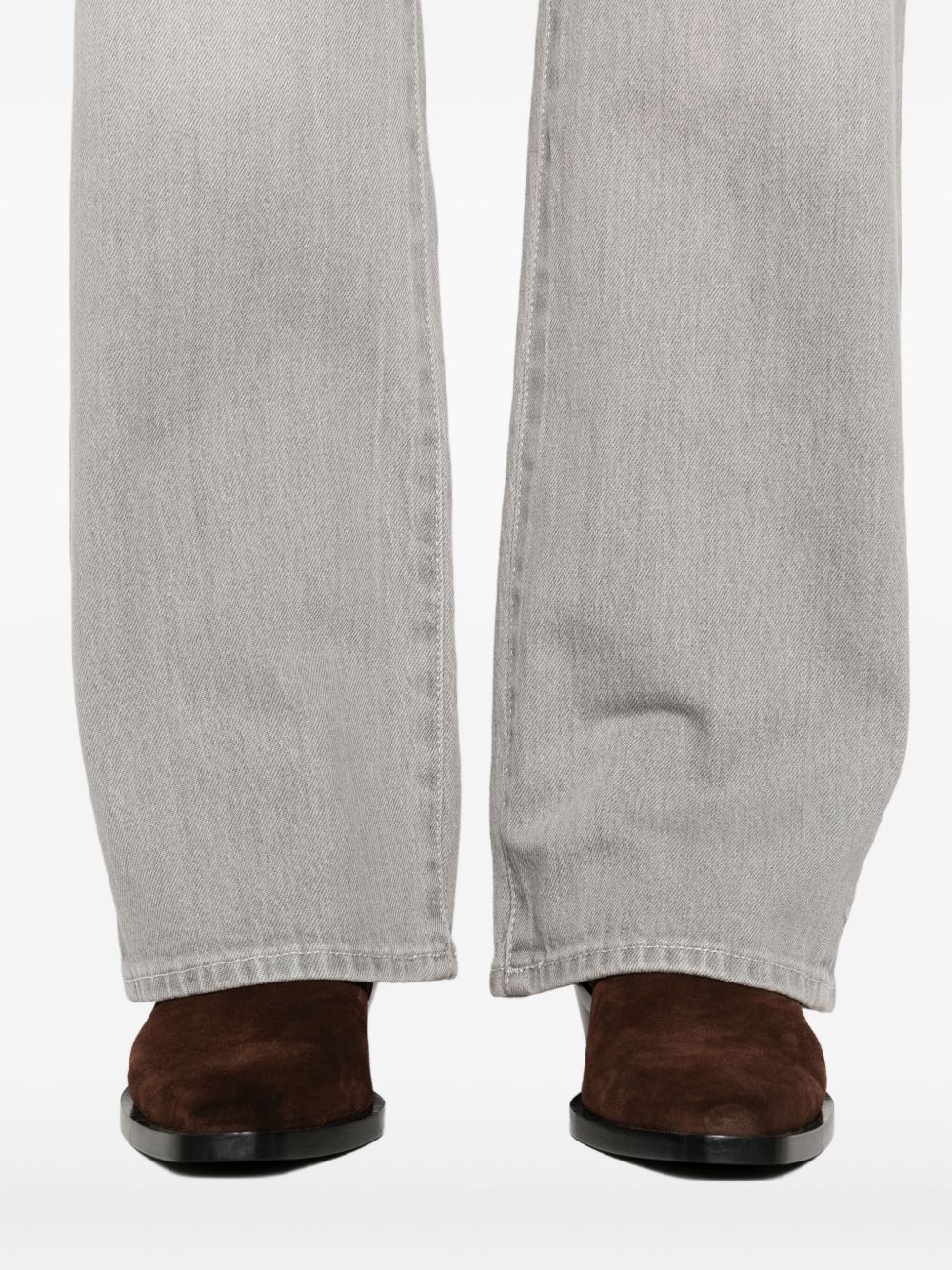 Seven Grey Wide-Leg Straight Jeans with Five-Pocket Detailing Grey