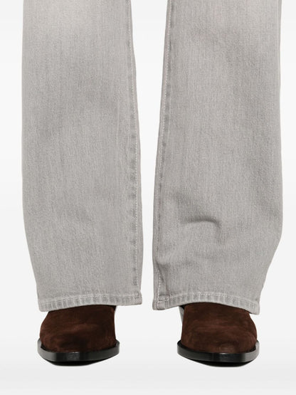 Seven Grey Wide-Leg Straight Jeans with Five-Pocket Detailing Grey