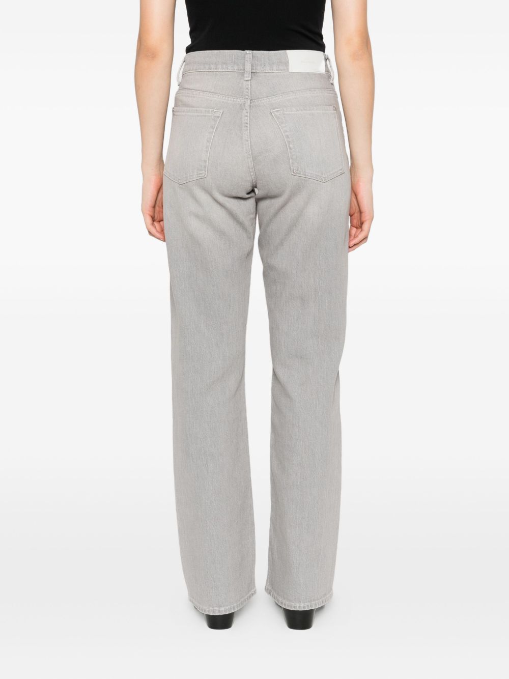 Seven Grey Wide-Leg Straight Jeans with Five-Pocket Detailing Grey