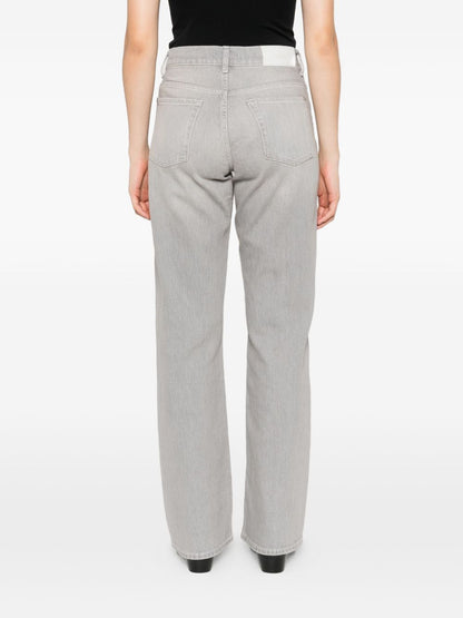 Seven Grey Wide-Leg Straight Jeans with Five-Pocket Detailing Grey