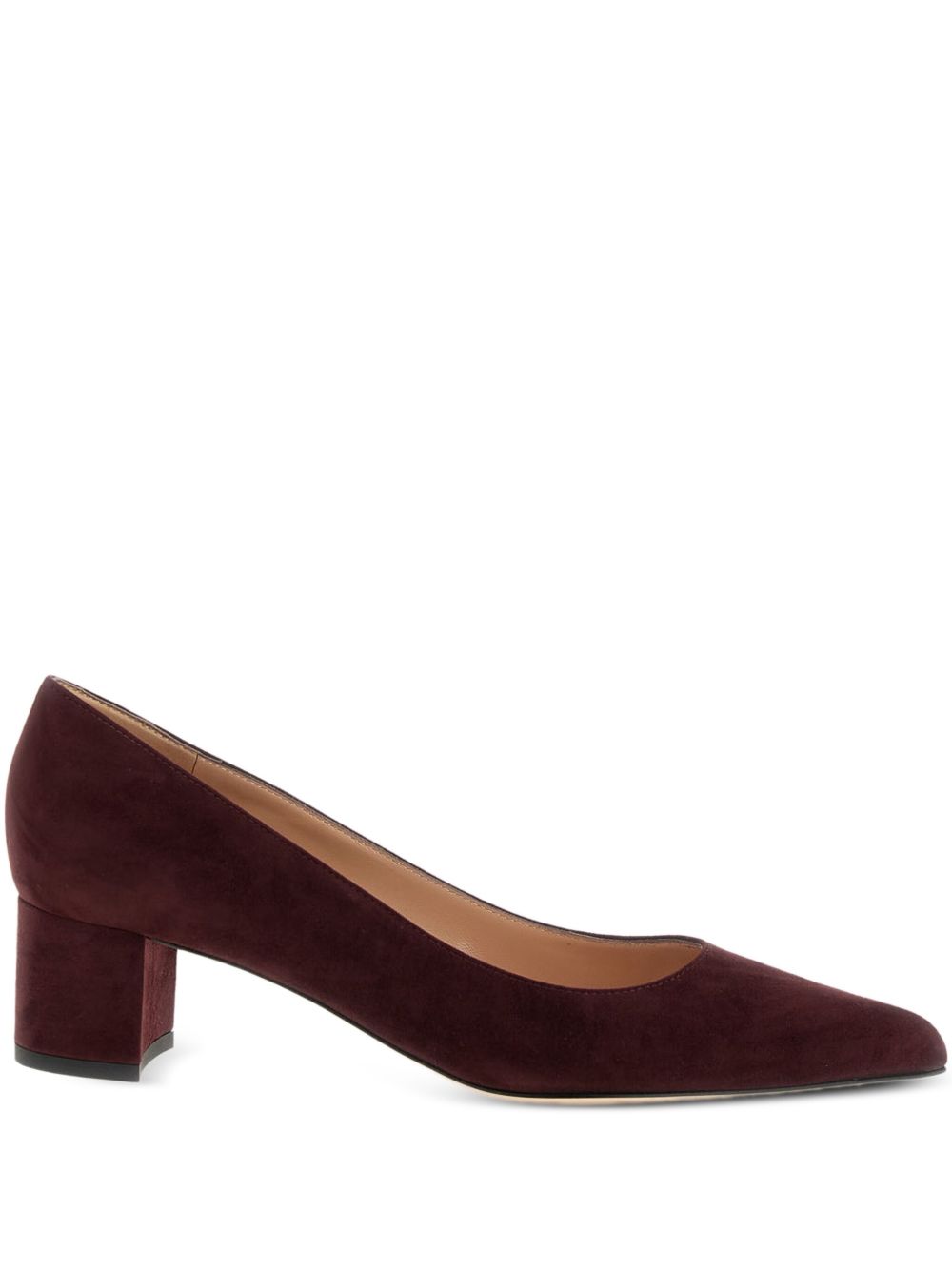 Gianvito Rossi Piper Suede Leather Block Heel Pumps Bordeaux