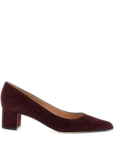 Gianvito Rossi Piper Suede Leather Block Heel Pumps Bordeaux