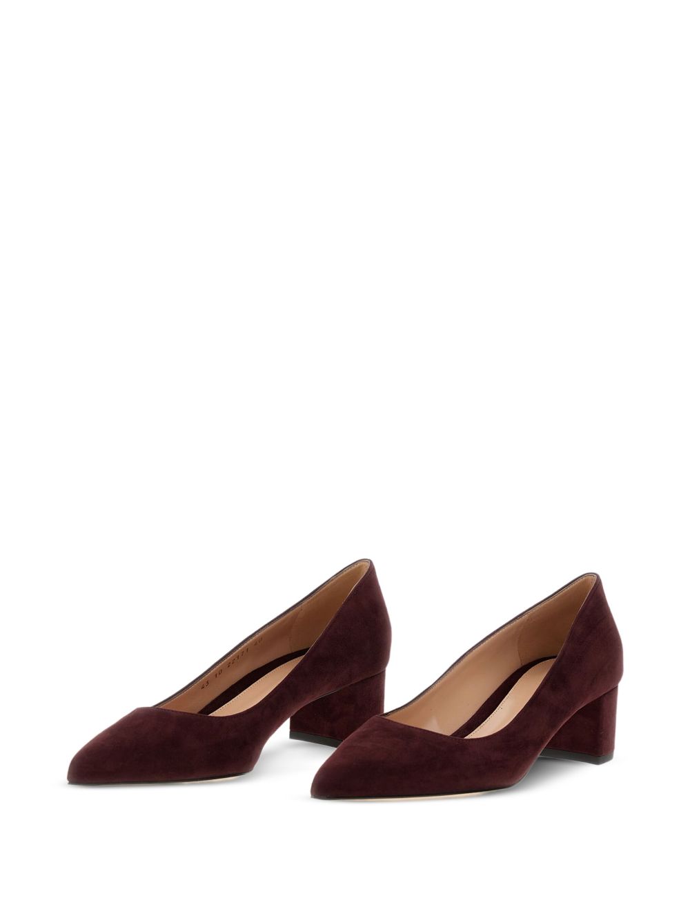 Gianvito Rossi Piper Suede Leather Block Heel Pumps Bordeaux