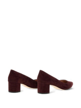 Gianvito Rossi Piper Suede Leather Block Heel Pumps Bordeaux