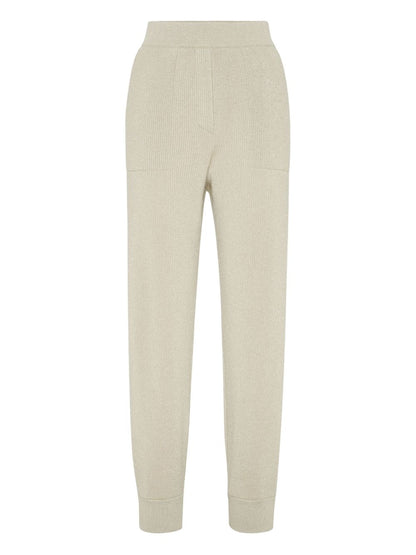 Brunello Cucinelli Tapered Cashmere Trousers Beige