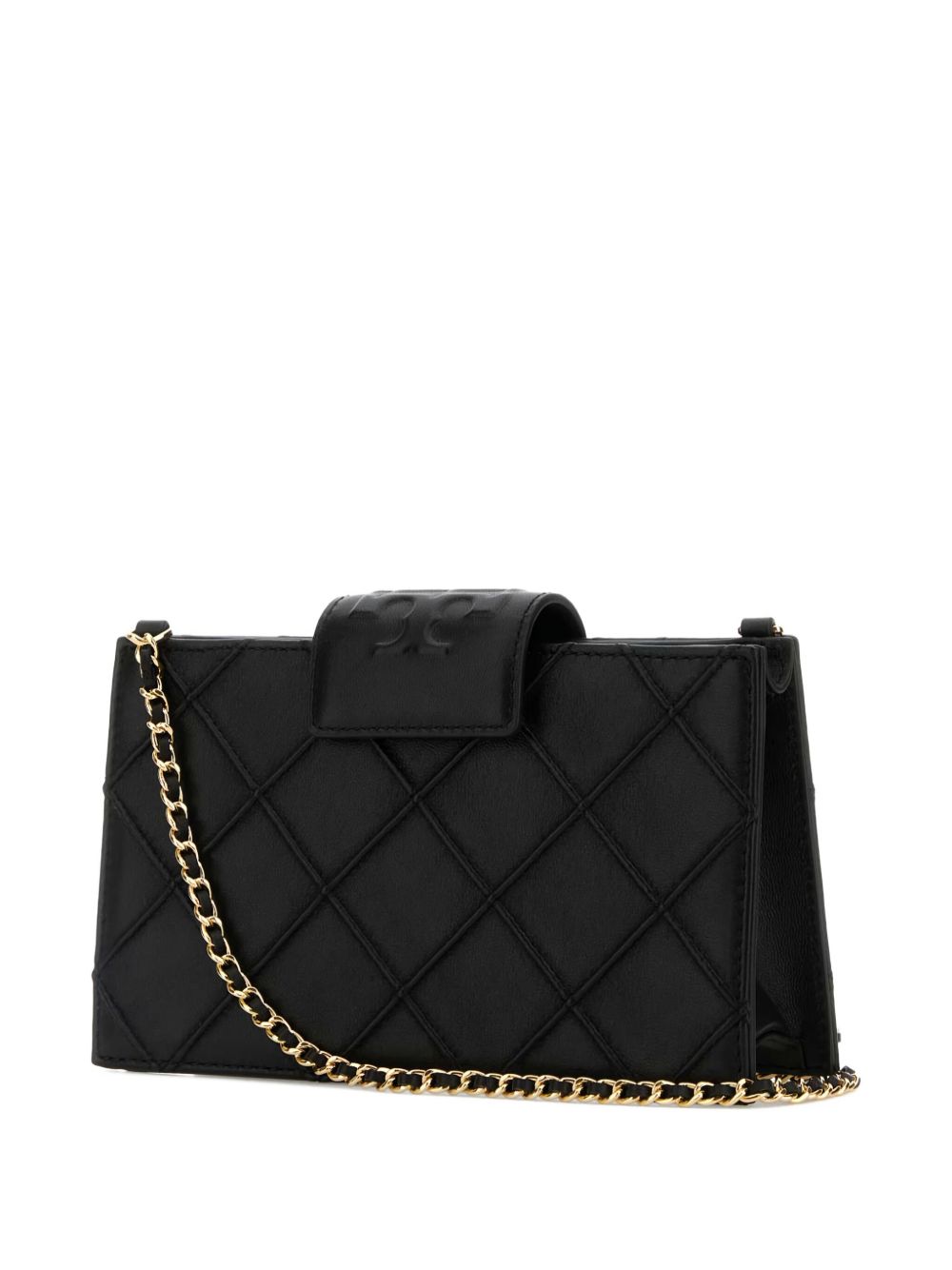 Tory Burch Fleming Leather Quilted Wallet on Chain Black