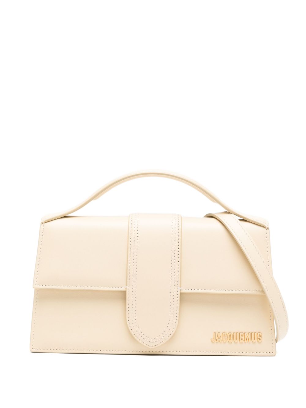 JACQUEMUS Le Grand Bambino Top Handle Calf Leather Tote Bag Ivory
