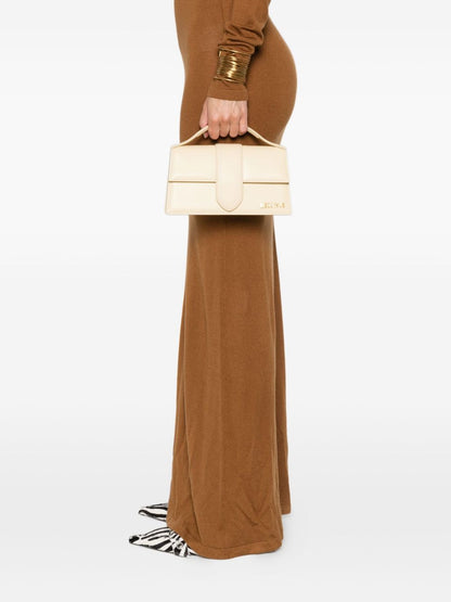 JACQUEMUS Le Grand Bambino Top Handle Calf Leather Tote Bag Ivory