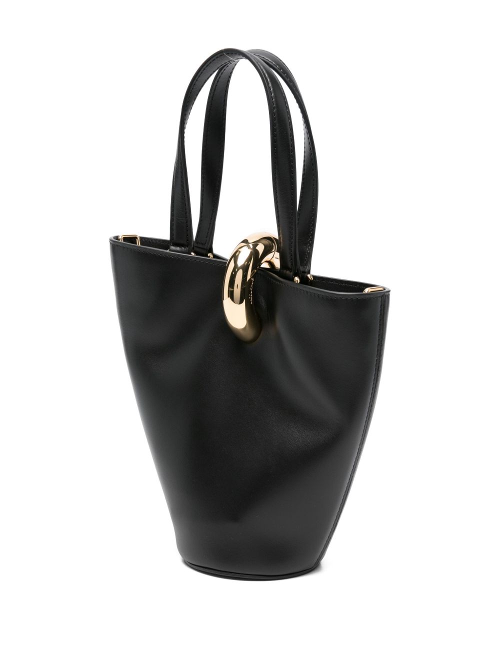 JACQUEMUS Le Petit Bambola Asymmetrical Calf Leather Tote Bag Black black