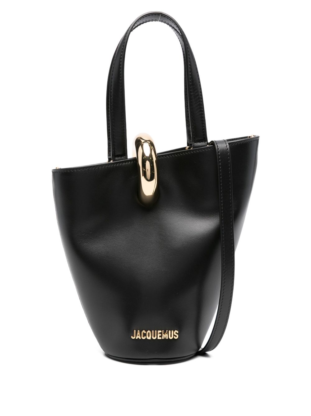 JACQUEMUS Le Petit Bambola Asymmetrical Calf Leather Tote Bag Black black