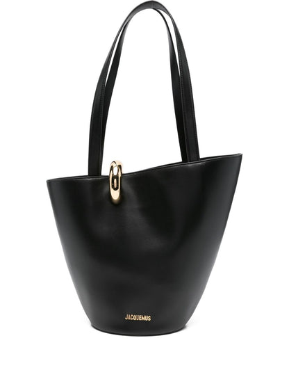 Jacquemus Le Petit Bambola Black Calf Leather Tote Bag Black