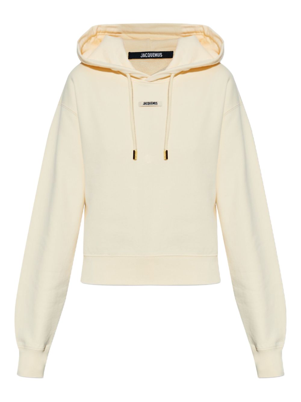 Jacquemus Cropped Gros Grain Hoodie in Beige Beige