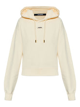 Jacquemus Cropped Gros Grain Hoodie in Beige Beige