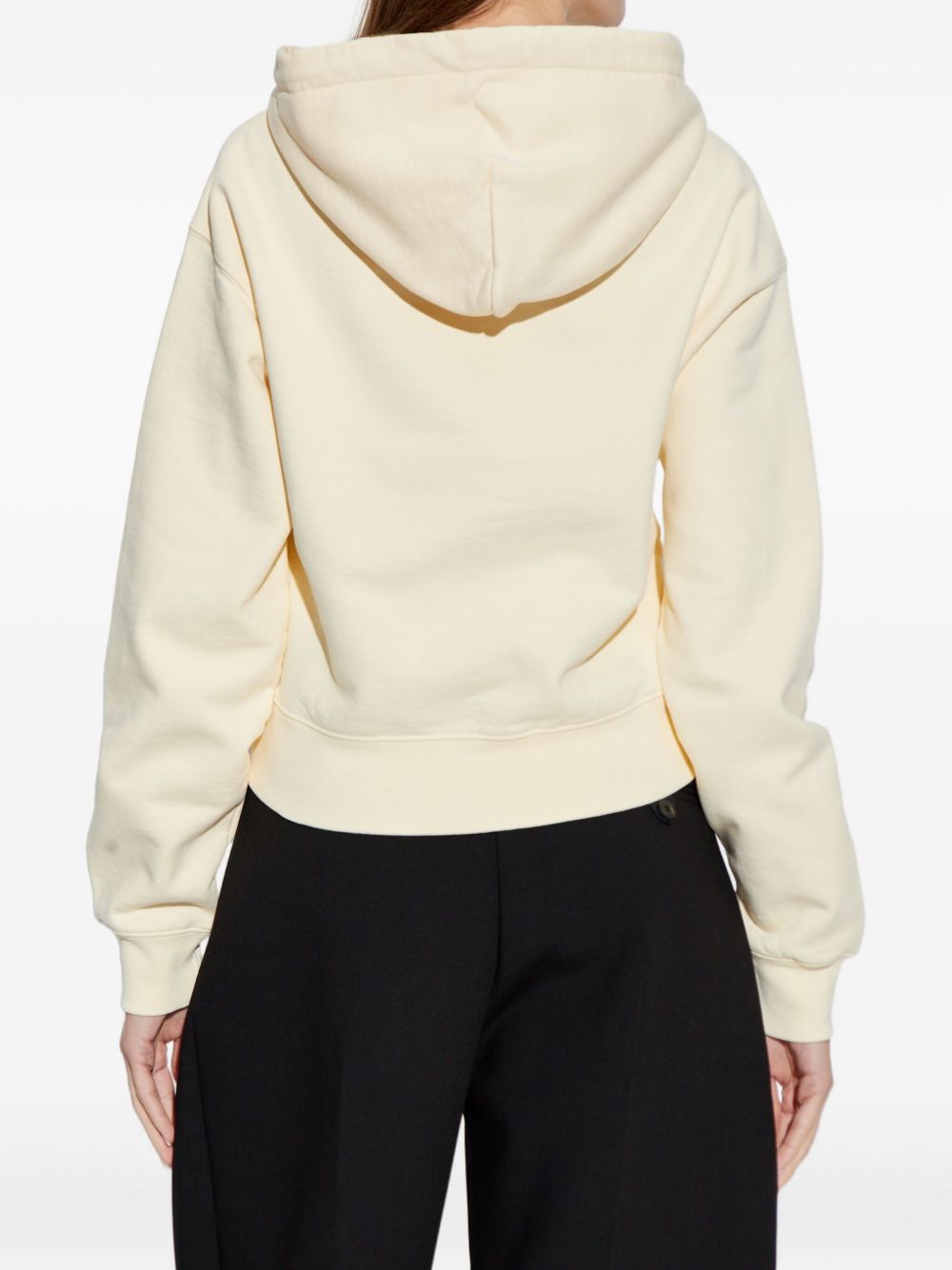 Jacquemus Cropped Gros Grain Hoodie in Beige Beige