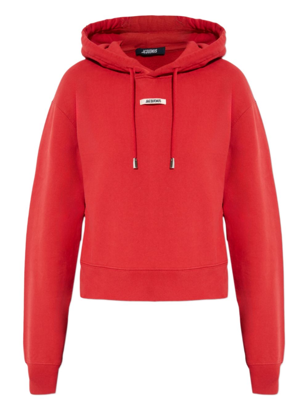 Jacquemus Gros Grain Cropped Hoodie with Logo Patch Red