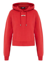 Jacquemus Gros Grain Cropped Hoodie with Logo Patch Red