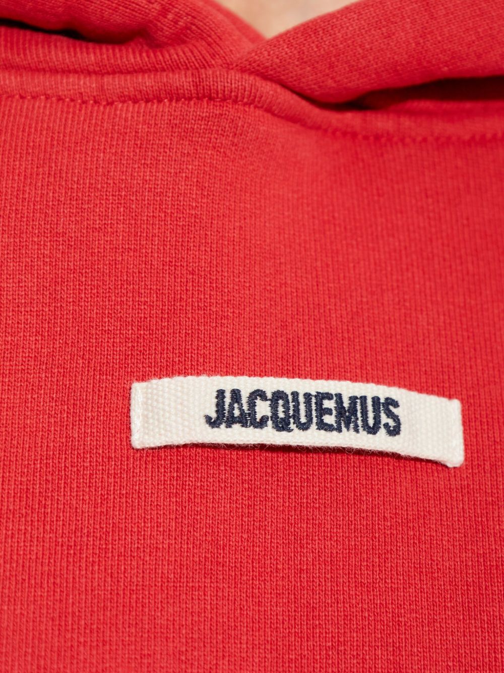 Jacquemus Gros Grain Cropped Hoodie with Logo Patch Red