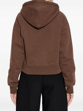 Jacquemus Cropped Logo-Patch Cotton Hoodie Brown